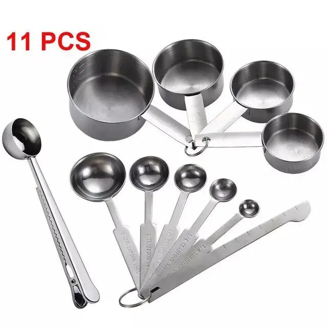 Stainless Steel Measuring Cup And Spoon Set, Luxurious Stackable Measuring Spoons, Household Tools, Kitchen Accessories StriveHub