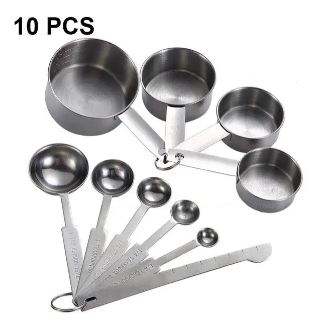 Stainless Steel Measuring Cup And Spoon Set, Luxurious Stackable Measuring Spoons, Household Tools, Kitchen Accessories StriveHub