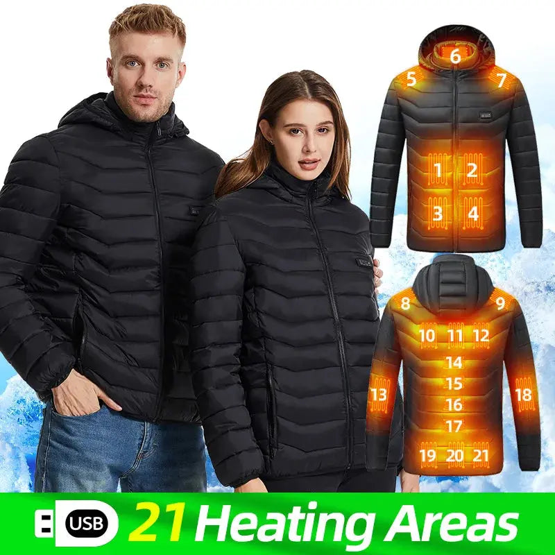 21 Areas Heated Jacket Men Women USB Electric Heated Clothes Camping Warming Self Heating Vest Hiking thermal hunting Coat s4strivehub