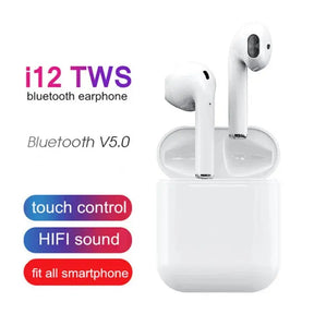 TWS I12 & i7s Airpods_ with Super Sound & High Quality Touch Sensors True Stereo Headphones with Built in Mic 10m Transmission Bluetooth Wireless Earbuds , Charging Case Sport Headset for all Bluetooth Smart devices. s4strivehub