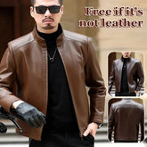 Middleaged and elderly men's Pu leather jacket standup collar spring blouse casual jacket for men s4strivehub