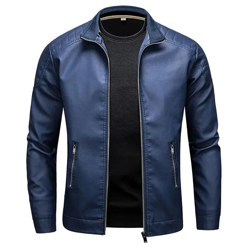 Stand Collar Leather Jacket Men's Fashion Jacket 2024 Casual Men Leather Jacket Slim Korean Version Handsome Men's Clothing s4strivehub