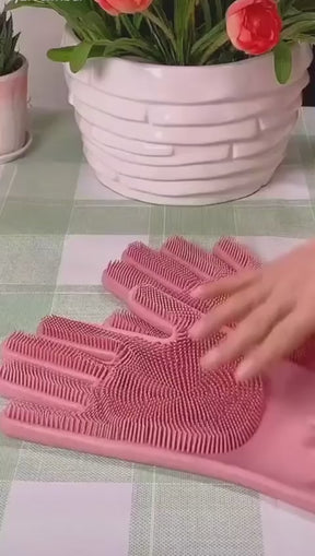 2pcs – Silicone Washing Full Finger Gloves For Home & Kitchen (random Colors)